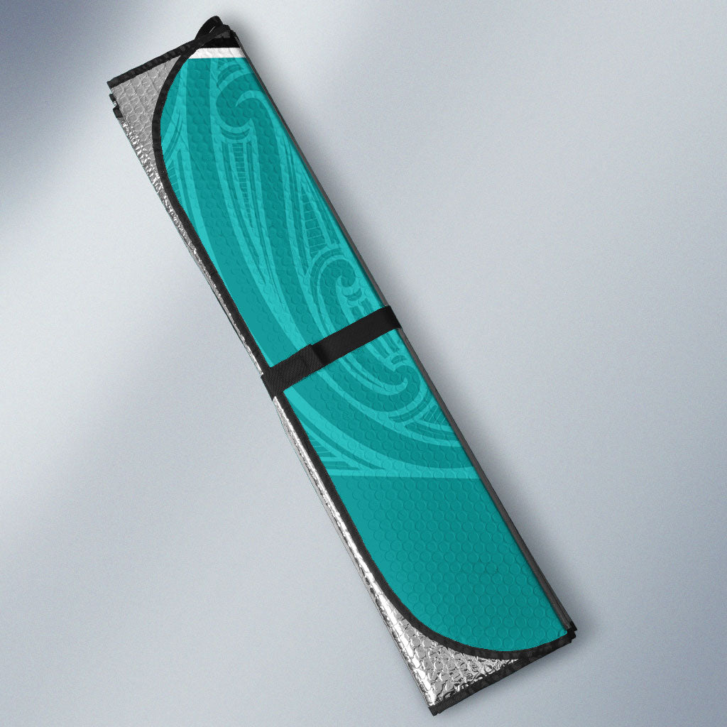 Custom New Zealand Stingray Oztag Auto Sun Shade Tag Rugby Maori Pattern Black Version LT14 - Polynesian Pride