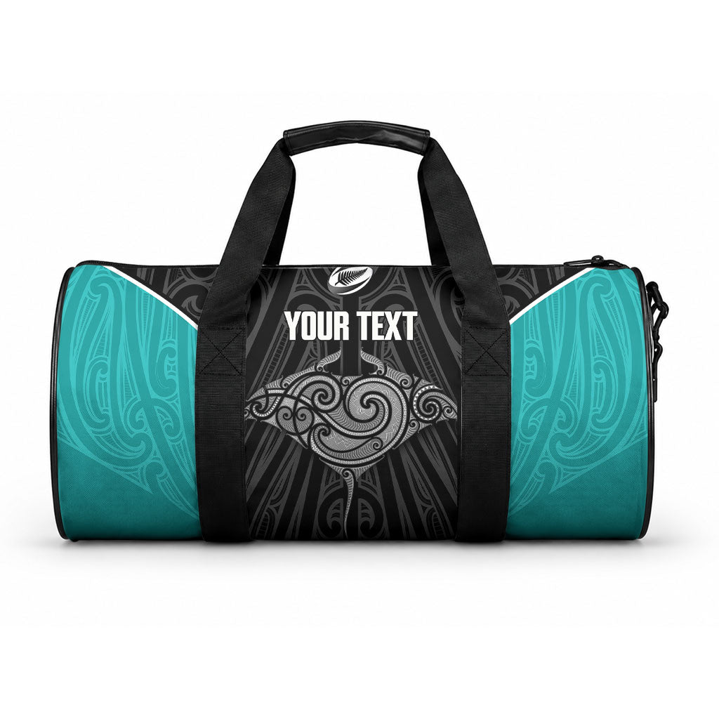 Custom New Zealand Stingray Oztag Duffle Bag Tag Rugby Maori Pattern Black Version