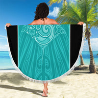 Custom New Zealand Stingray Oztag Beach Blanket Tag Rugby Maori Pattern Teal Version LT14 - Polynesian Pride