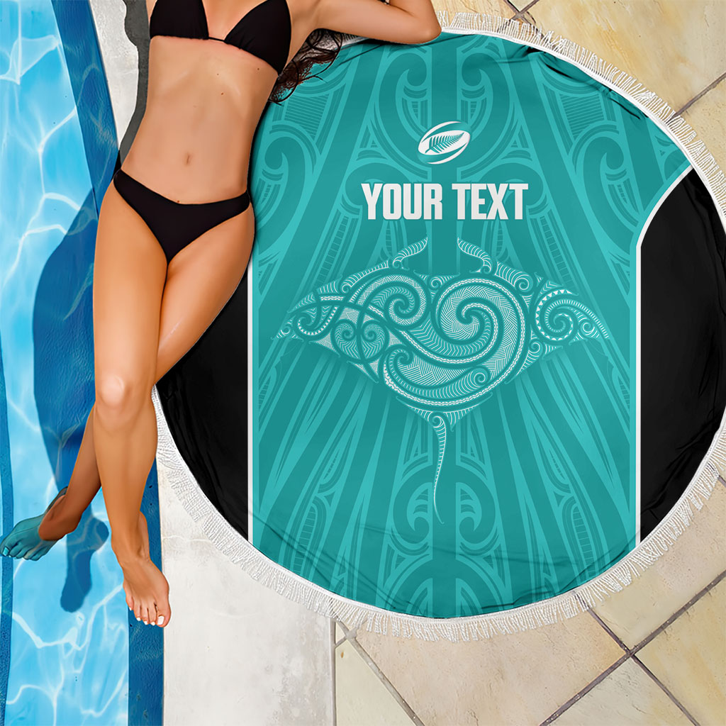 Custom New Zealand Stingray Oztag Beach Blanket Tag Rugby Maori Pattern Teal Version LT14 - Polynesian Pride