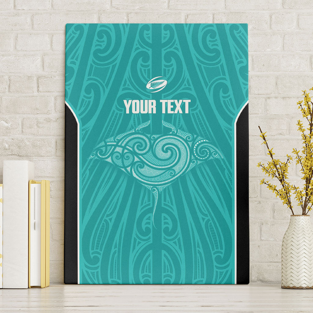 Custom New Zealand Stingray Oztag Canvas Wall Art Tag Rugby Maori Pattern Teal Version LT14 Without Frame Teal - Polynesian Pride