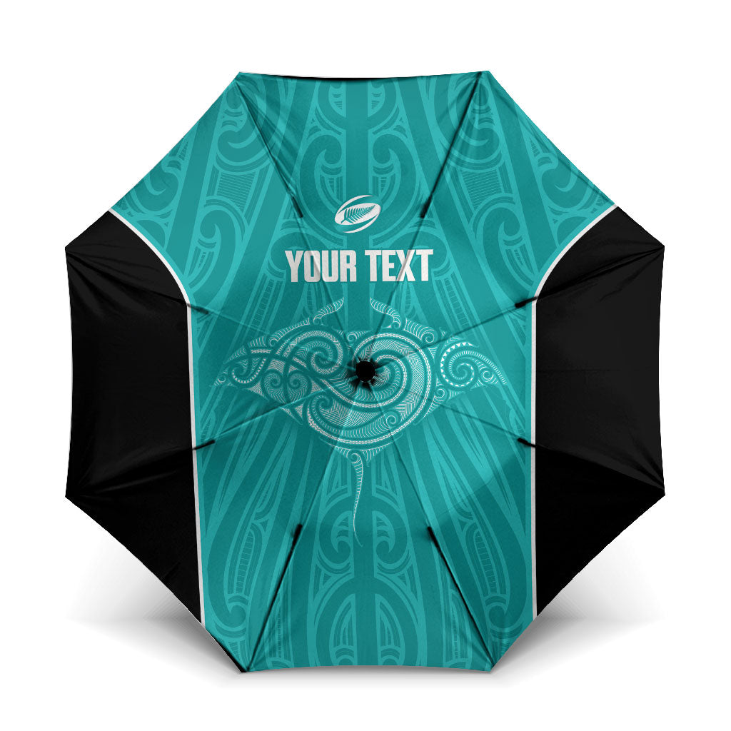 Custom New Zealand Stingray Oztag Umbrella Tag Rugby Maori Pattern Teal Version
