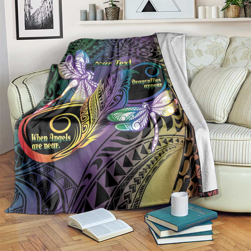 Personalized Polynesian Memorial Blanket Dragonflies Appear When Angels Are Near LT14 Colorful - Polynesian Pride