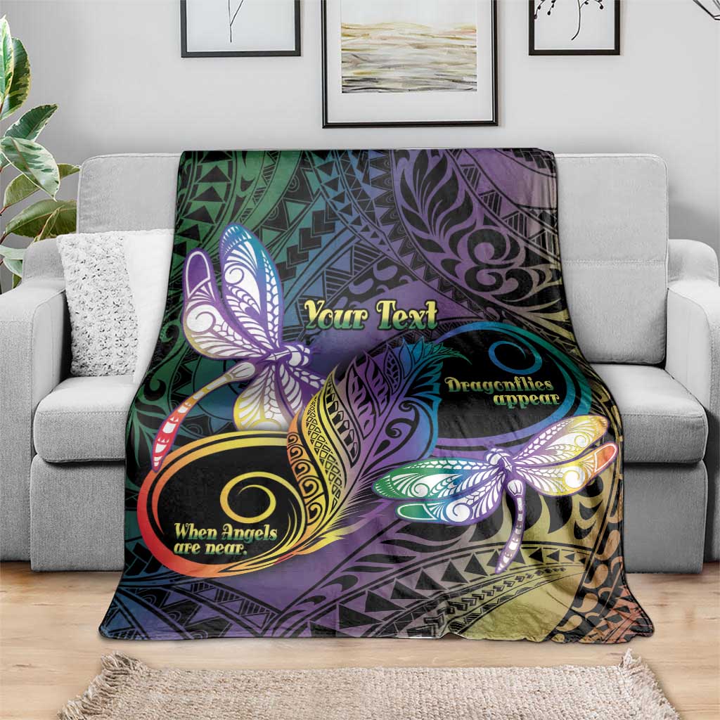 Personalized Polynesian Memorial Blanket Dragonflies Appear When Angels Are Near LT14 - Polynesian Pride
