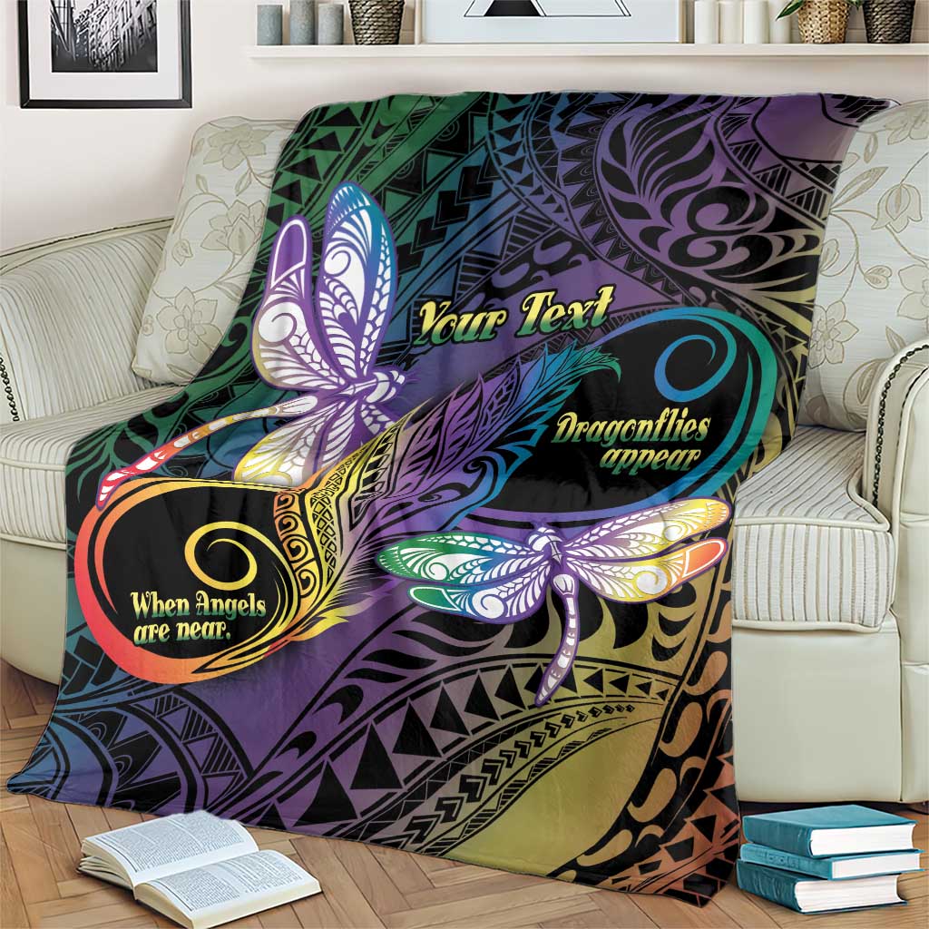Personalized Polynesian Memorial Blanket Dragonflies Appear When Angels Are Near LT14 - Polynesian Pride