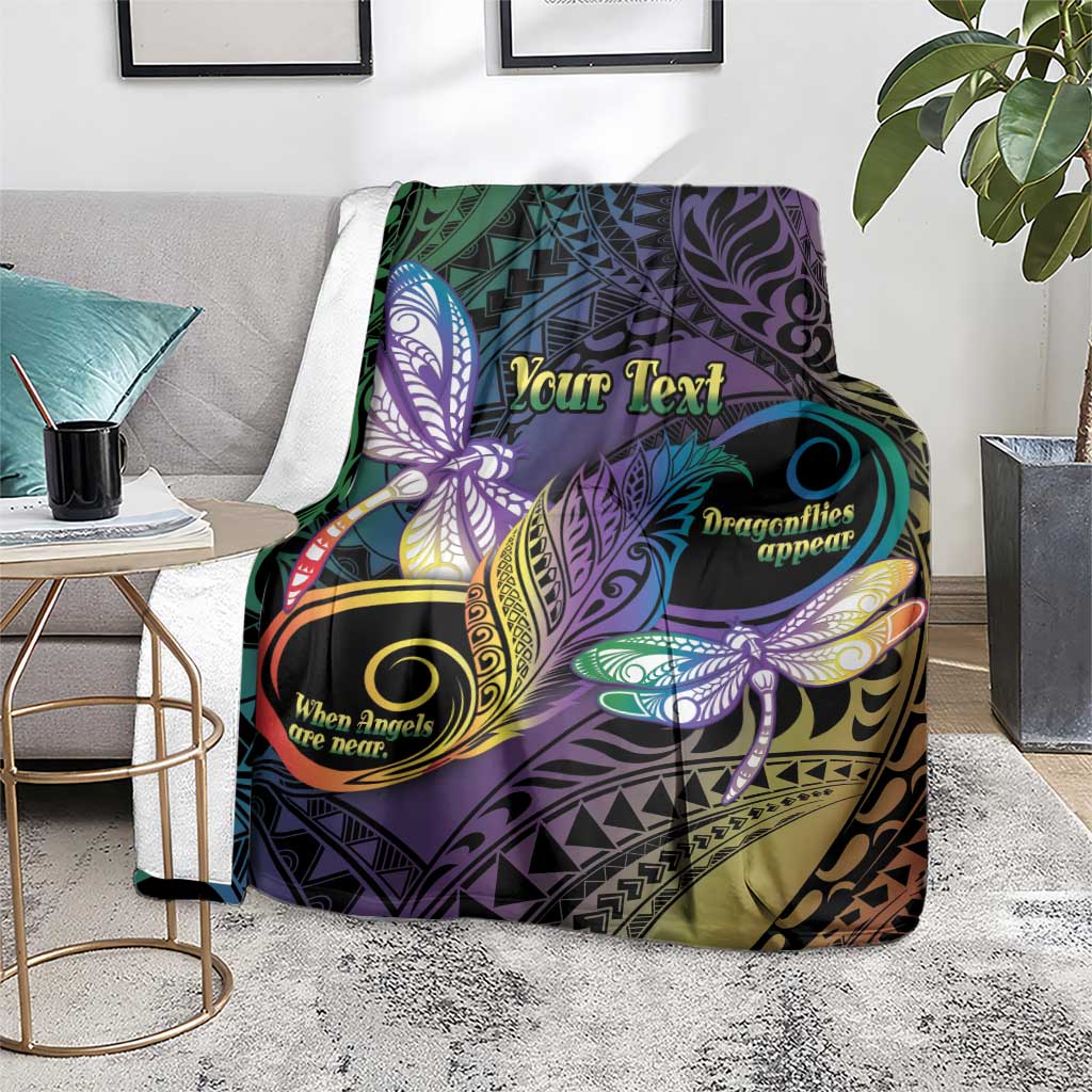 Personalized Polynesian Memorial Blanket Dragonflies Appear When Angels Are Near LT14 - Polynesian Pride