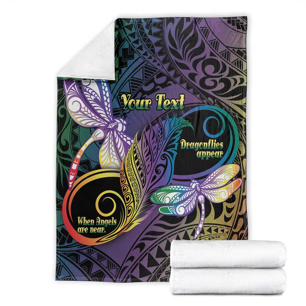 Personalized Polynesian Memorial Blanket Dragonflies Appear When Angels Are Near LT14 - Polynesian Pride