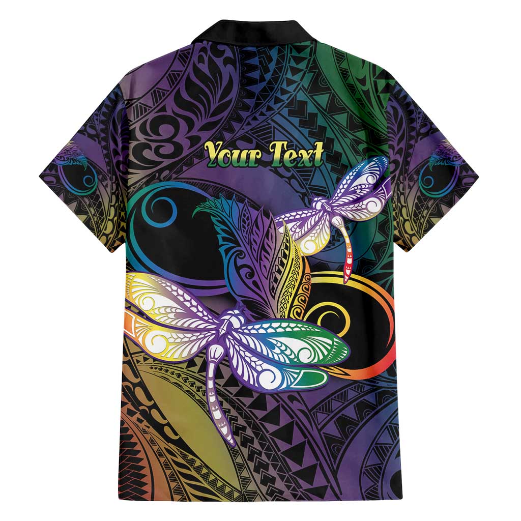 Personalized Polynesian Memorial Family Matching Off Shoulder Short Dress and Hawaiian Shirt Dragonflies Appear When Angels Are Near LT14 - Polynesian Pride