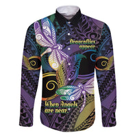 Personalized Polynesian Memorial Family Matching Tank Maxi Dress and Hawaiian Shirt Dragonflies Appear When Angels Are Near