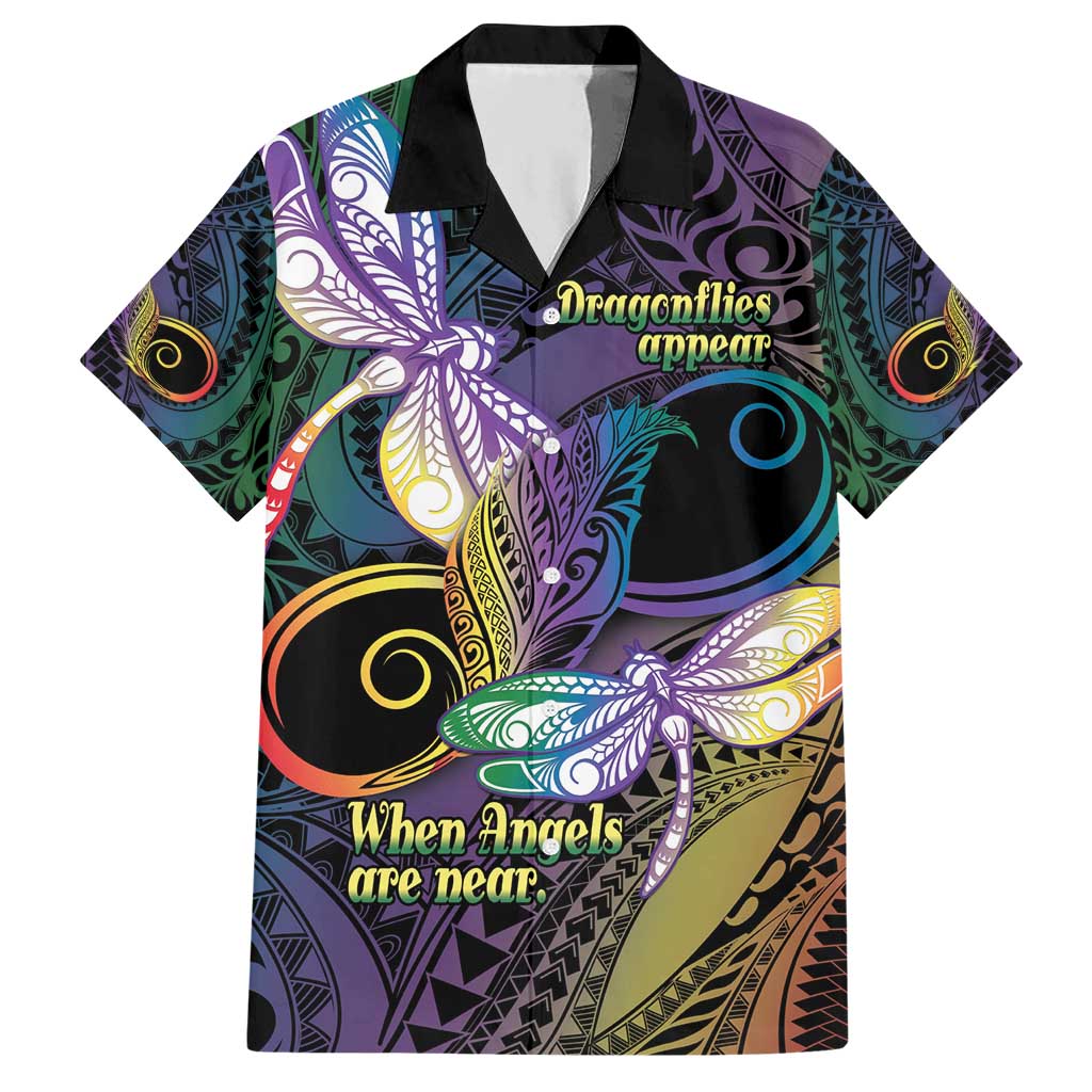 Personalized Polynesian Memorial Hawaiian Shirt Dragonflies Appear When Angels Are Near LT14 Colorful - Polynesian Pride