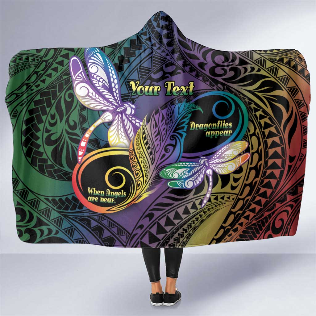 Personalized Polynesian Memorial Hooded Blanket Dragonflies Appear When Angels Are Near LT14 One Size Colorful - Polynesian Pride