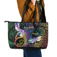 Personalized Polynesian Memorial Leather Tote Bag Dragonflies Appear When Angels Are Near LT14 - Polynesian Pride
