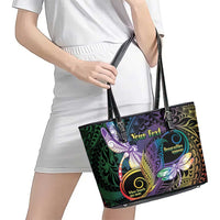 Personalized Polynesian Memorial Leather Tote Bag Dragonflies Appear When Angels Are Near LT14 - Polynesian Pride