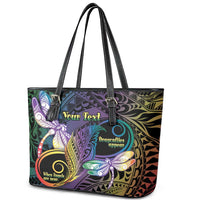 Personalized Polynesian Memorial Leather Tote Bag Dragonflies Appear When Angels Are Near LT14 - Polynesian Pride