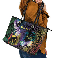 Personalized Polynesian Memorial Leather Tote Bag Dragonflies Appear When Angels Are Near LT14 - Polynesian Pride