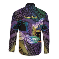 Personalized Polynesian Memorial Long Sleeve Button Shirt Dragonflies Appear When Angels Are Near LT14 - Polynesian Pride
