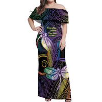 Personalized Polynesian Memorial Off Shoulder Maxi Dress Dragonflies Appear When Angels Are Near
