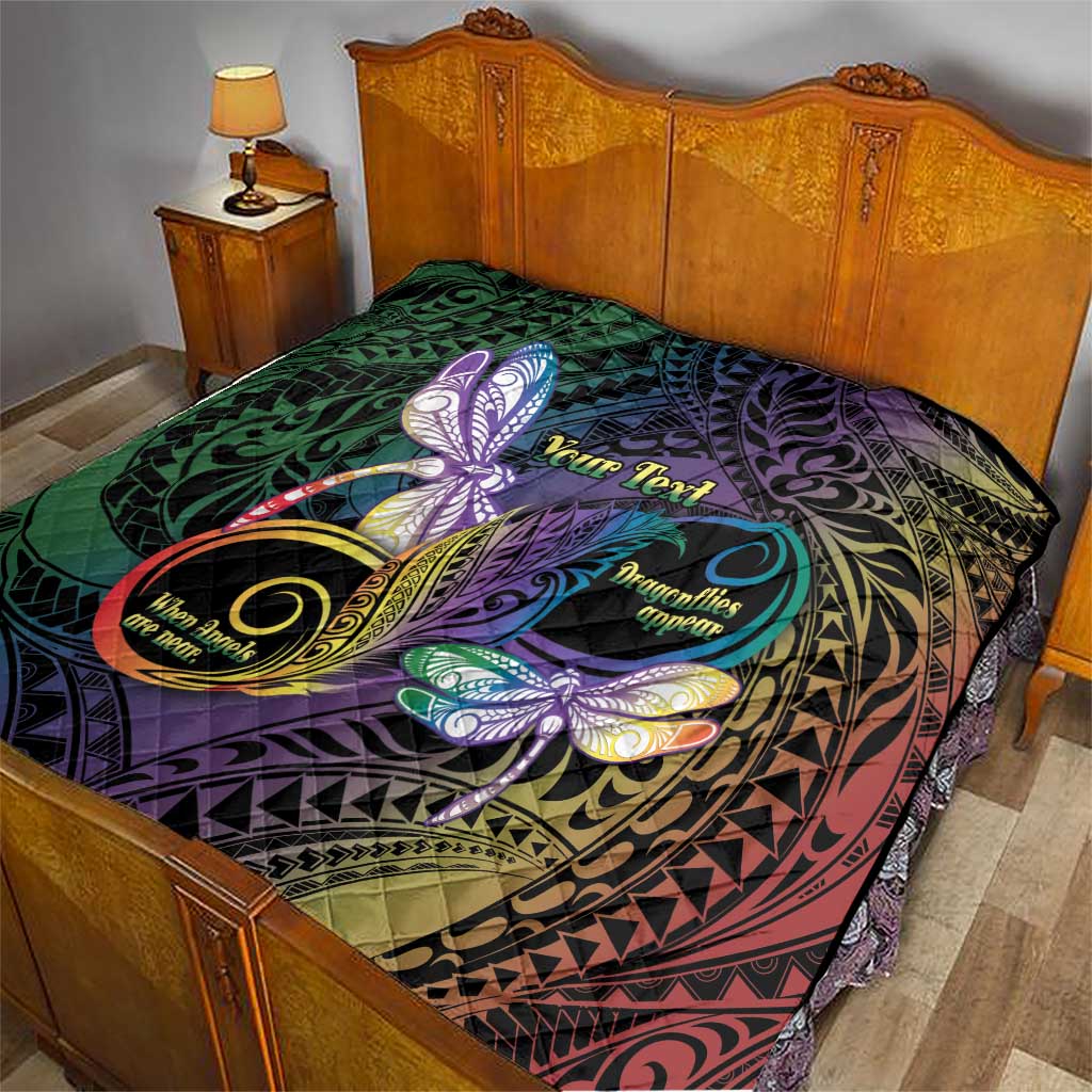 Personalized Polynesian Memorial Quilt Dragonflies Appear When Angels Are Near