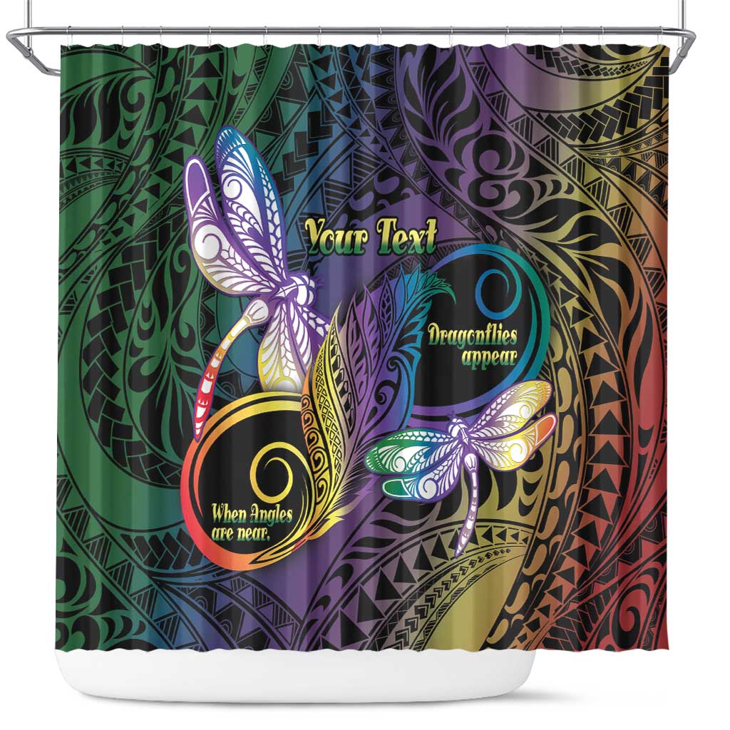 Personalized Polynesian Memorial Shower Curtain Dragonflies Appear When Angels Are Near