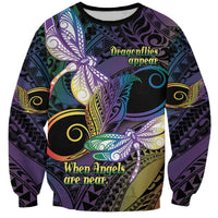 Personalized Polynesian Memorial Sweatshirt Dragonflies Appear When Angels Are Near LT14 Unisex Colorful - Polynesian Pride