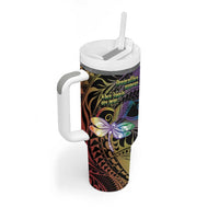 Personalized Polynesian Memorial Tumbler With Handle Dragonflies Appear When Angels Are Near
