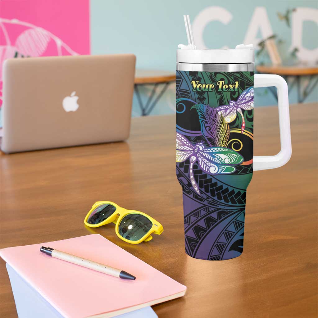 Personalized Polynesian Memorial Tumbler With Handle Dragonflies Appear When Angels Are Near