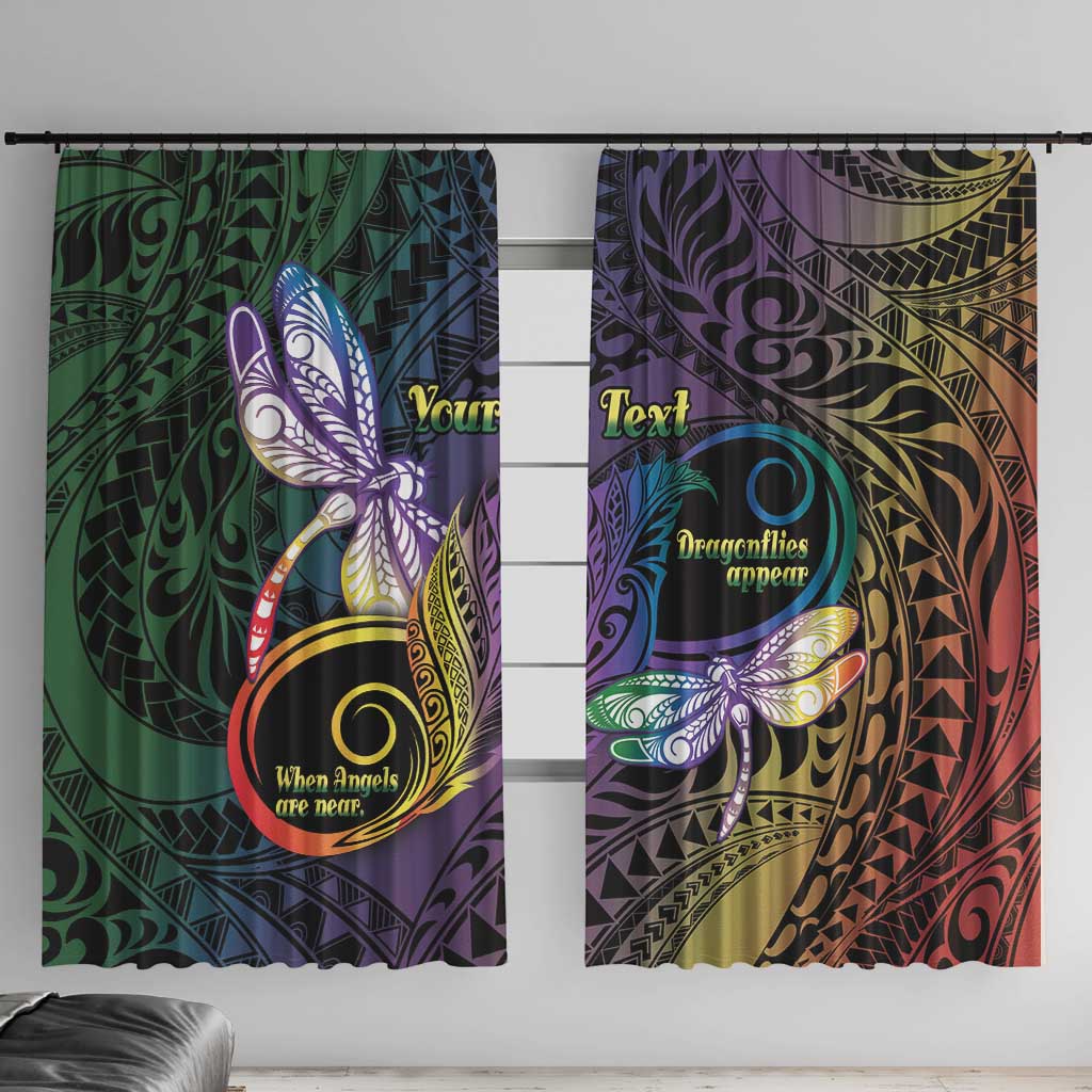 Personalized Polynesian Memorial Window Curtain Dragonflies Appear When Angels Are Near LT14 With Hooks Colorful - Polynesian Pride