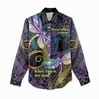 Personalized Polynesian Memorial Women Casual Shirt Dragonflies Appear When Angels Are Near
