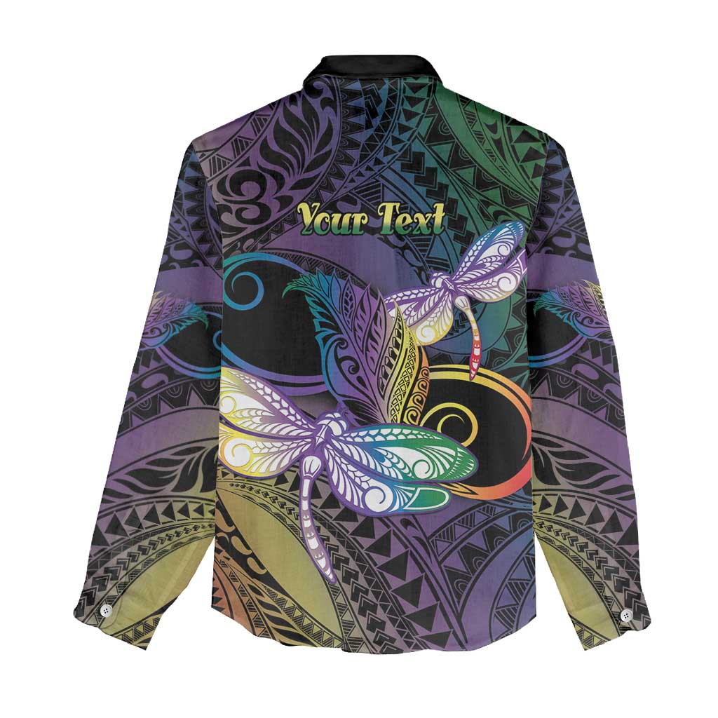 Personalized Polynesian Memorial Women Casual Shirt Dragonflies Appear When Angels Are Near