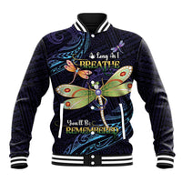 As Long As I Breathe You'll Be Remembered Baseball Jacket Dragonflies Memorial - Polynesian Pattern LT14 Unisex Black - Polynesian Pride