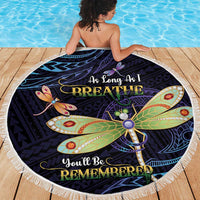 As Long As I Breathe You'll Be Remembered Beach Blanket Dragonflies Memorial - Polynesian Pattern LT14 - Polynesian Pride