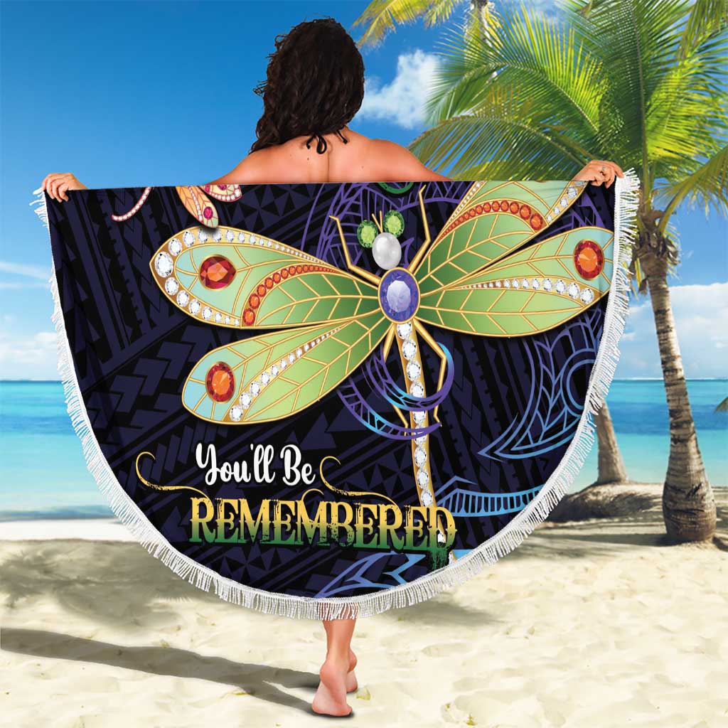 As Long As I Breathe You'll Be Remembered Beach Blanket Dragonflies Memorial - Polynesian Pattern LT14 - Polynesian Pride