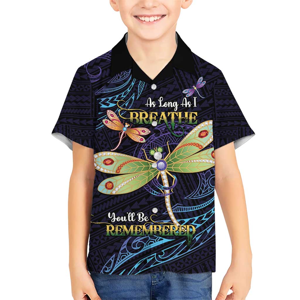 As Long As I Breathe You'll Be Remembered Hawaiian Shirt Dragonflies Memorial - Polynesian Pattern LT14 - Polynesian Pride