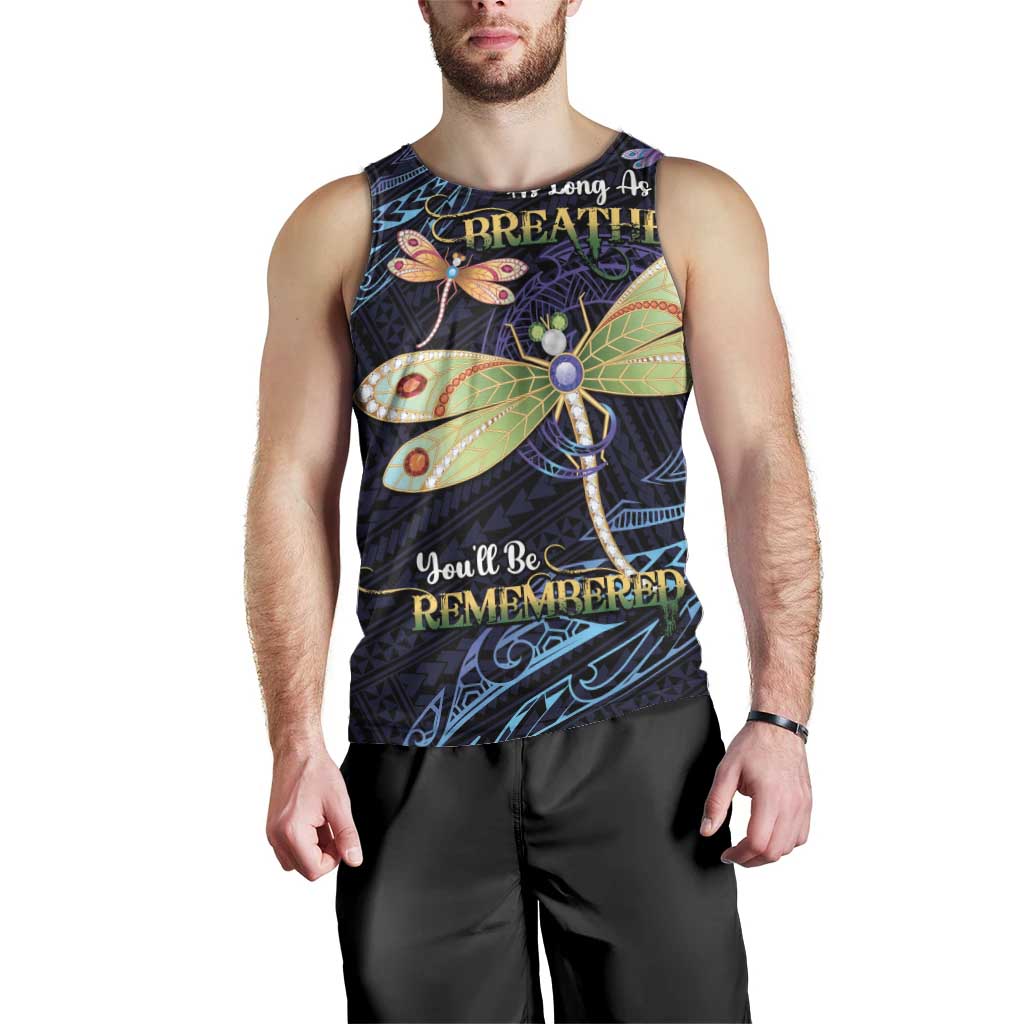 As Long As I Breathe You'll Be Remembered Men Tank Top Dragonflies Memorial - Polynesian Pattern LT14 - Polynesian Pride