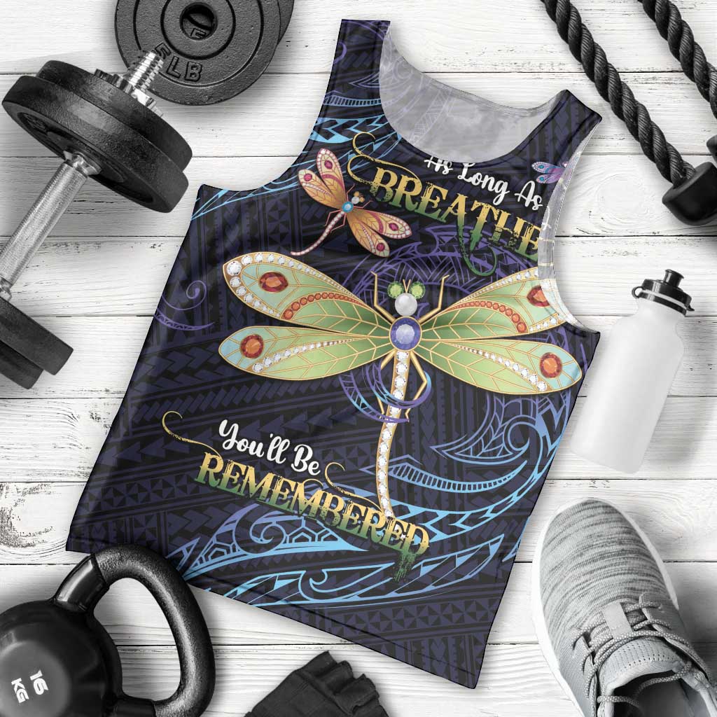 As Long As I Breathe You'll Be Remembered Men Tank Top Dragonflies Memorial - Polynesian Pattern LT14 - Polynesian Pride