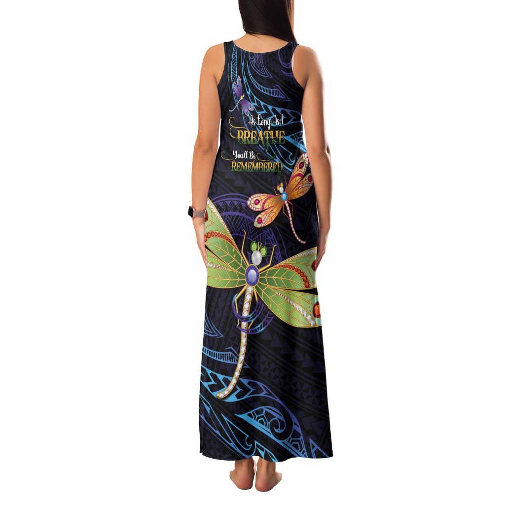 As Long As I Breathe You'll Be Remembered Tank Maxi Dress Dragonflies Memorial - Polynesian Pattern LT14 - Polynesian Pride