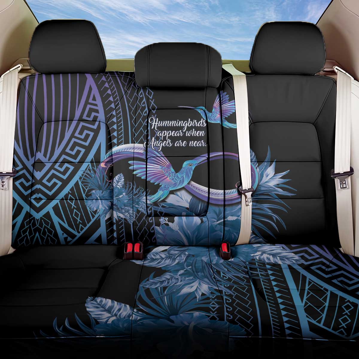 Polynesian Memorial Back Car Seat Cover Hummingbirds Appear When Angels Are Near LT14