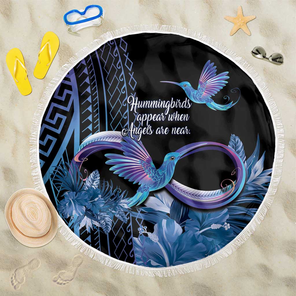 Polynesian Memorial Beach Blanket Hummingbirds Appear When Angels Are Near LT14 One Size 150cm Black - Polynesian Pride