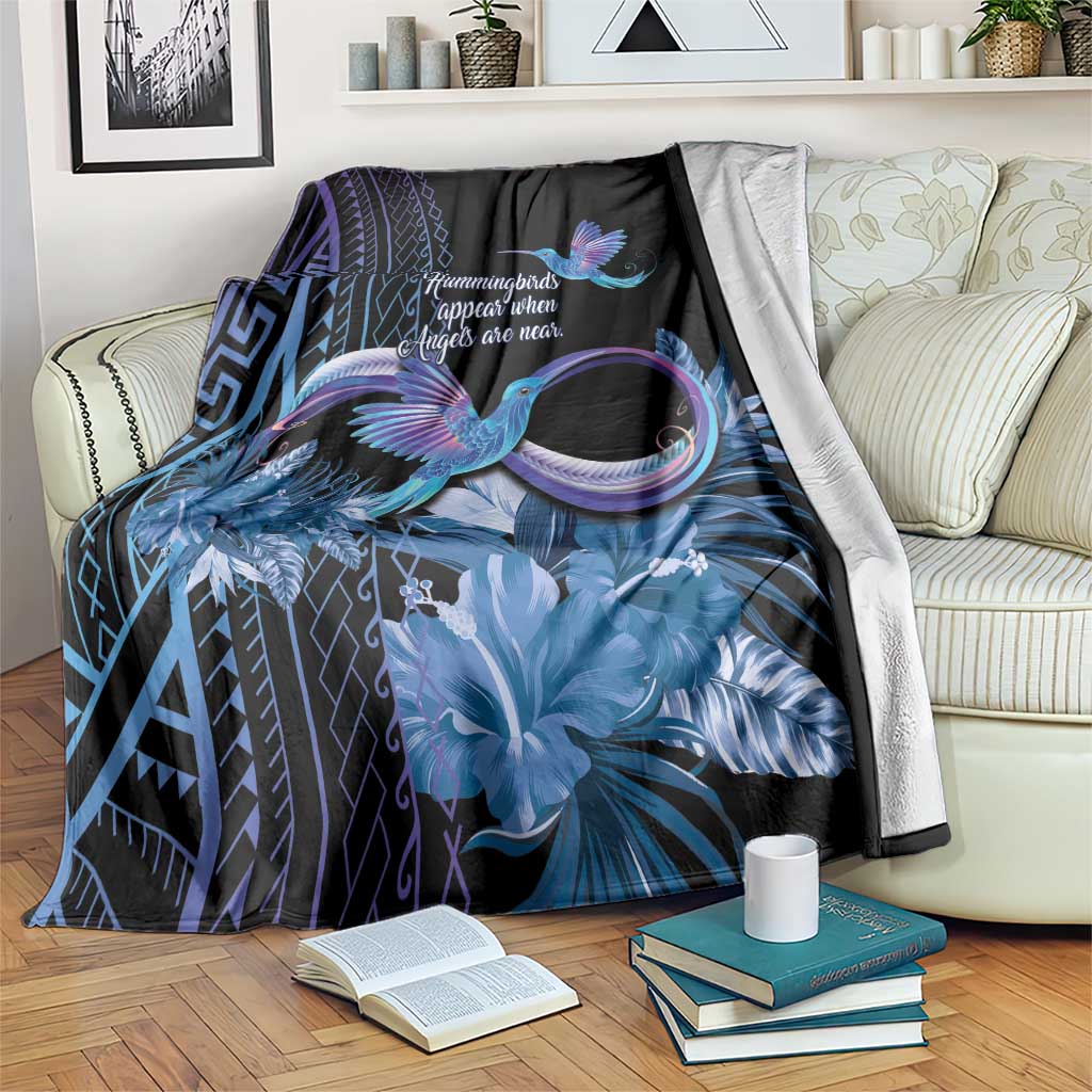 Polynesian Memorial Blanket Hummingbirds Appear When Angels Are Near LT14 Black - Polynesian Pride
