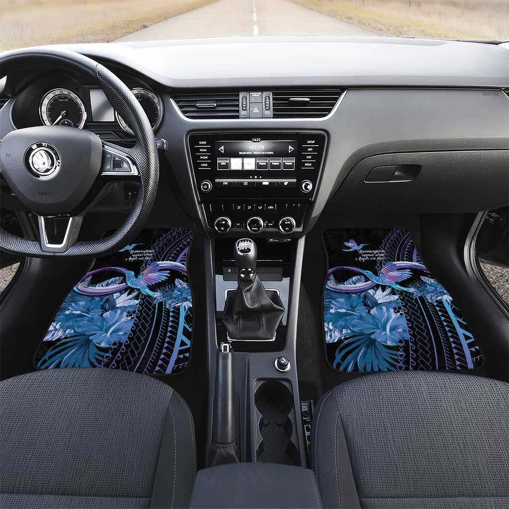 Polynesian Memorial Car Mats Hummingbirds Appear When Angels Are Near LT14 Set 2pcs - Front Black - Polynesian Pride