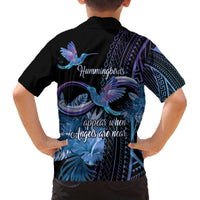 Polynesian Memorial Family Matching Off The Shoulder Long Sleeve Dress and Hawaiian Shirt Hummingbirds Appear When Angels Are Near LT14