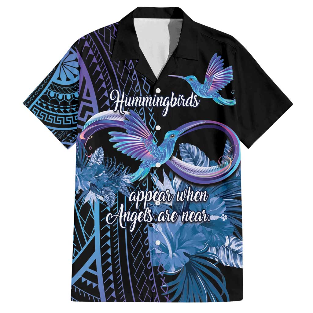 Polynesian Memorial Family Matching Tank Maxi Dress and Hawaiian Shirt Hummingbirds Appear When Angels Are Near LT14