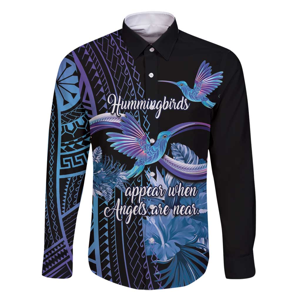 Polynesian Memorial Family Matching Tank Maxi Dress and Hawaiian Shirt Hummingbirds Appear When Angels Are Near LT14