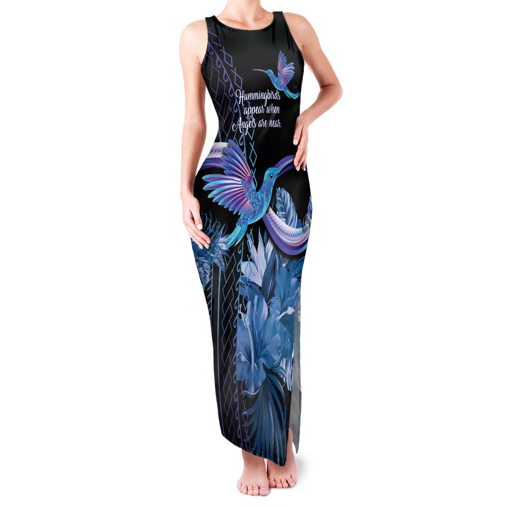 Polynesian Memorial Family Matching Tank Maxi Dress and Hawaiian Shirt Hummingbirds Appear When Angels Are Near LT14