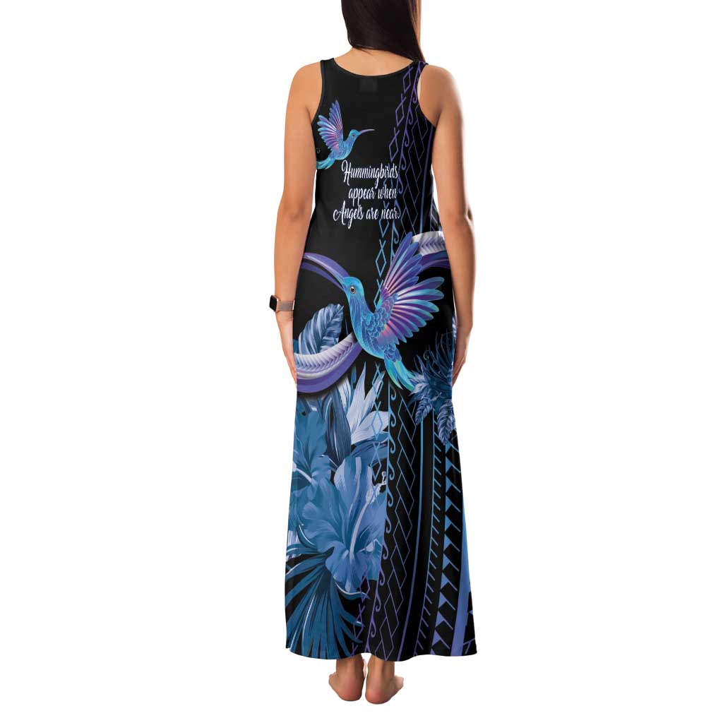 Polynesian Memorial Family Matching Tank Maxi Dress and Hawaiian Shirt Hummingbirds Appear When Angels Are Near LT14