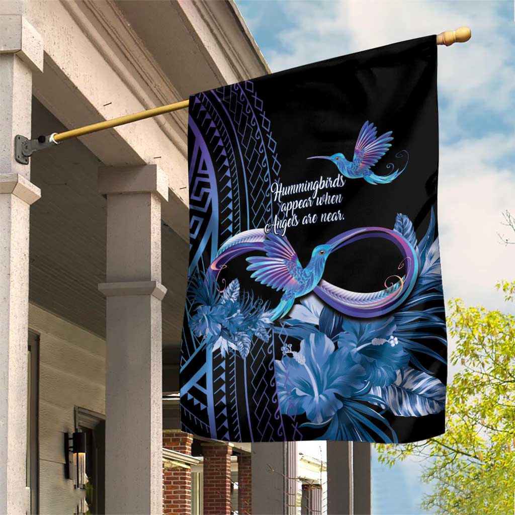 Polynesian Memorial Garden Flag Hummingbirds Appear When Angels Are Near LT14 House Flag Black - Polynesian Pride