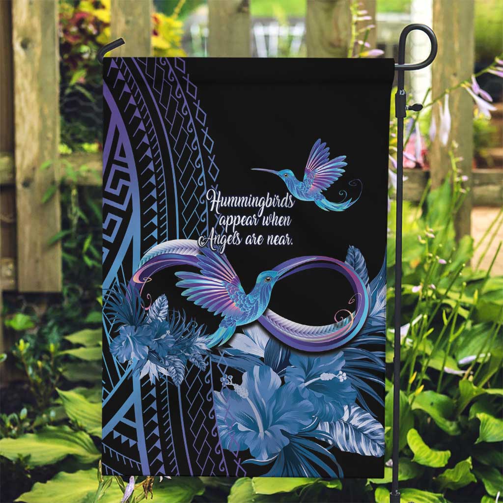 Polynesian Memorial Garden Flag Hummingbirds Appear When Angels Are Near LT14 Garden Flag Black - Polynesian Pride