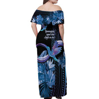 Polynesian Memorial Off Shoulder Maxi Dress Hummingbirds Appear When Angels Are Near LT14 - Polynesian Pride