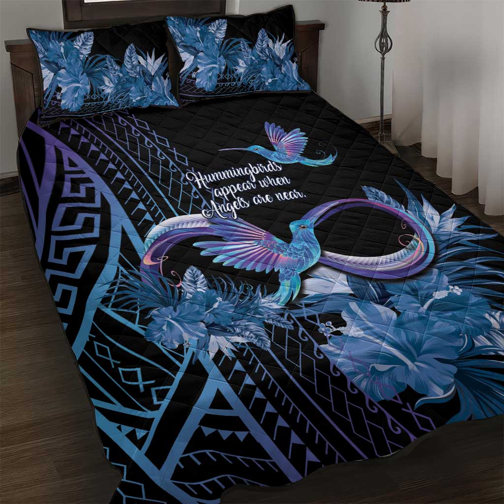 Polynesian Memorial Quilt Bed Set Hummingbirds Appear When Angels Are Near LT14 Black - Polynesian Pride