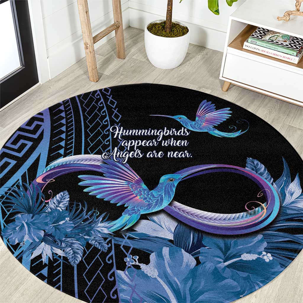 Polynesian Memorial Round Carpet Hummingbirds Appear When Angels Are Near LT14